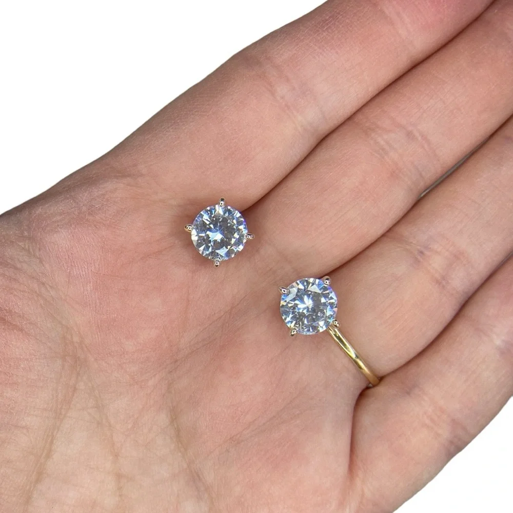 Classic Sparkly Rhinestone Large Stud Earrings - Picture 3 of 16